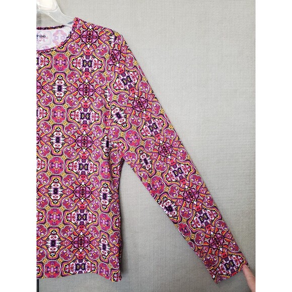 Lands' End Multicolor Medallion Print Long Sleeve Rash Guard Swim Shirt Size Med - Picture 2 of 6